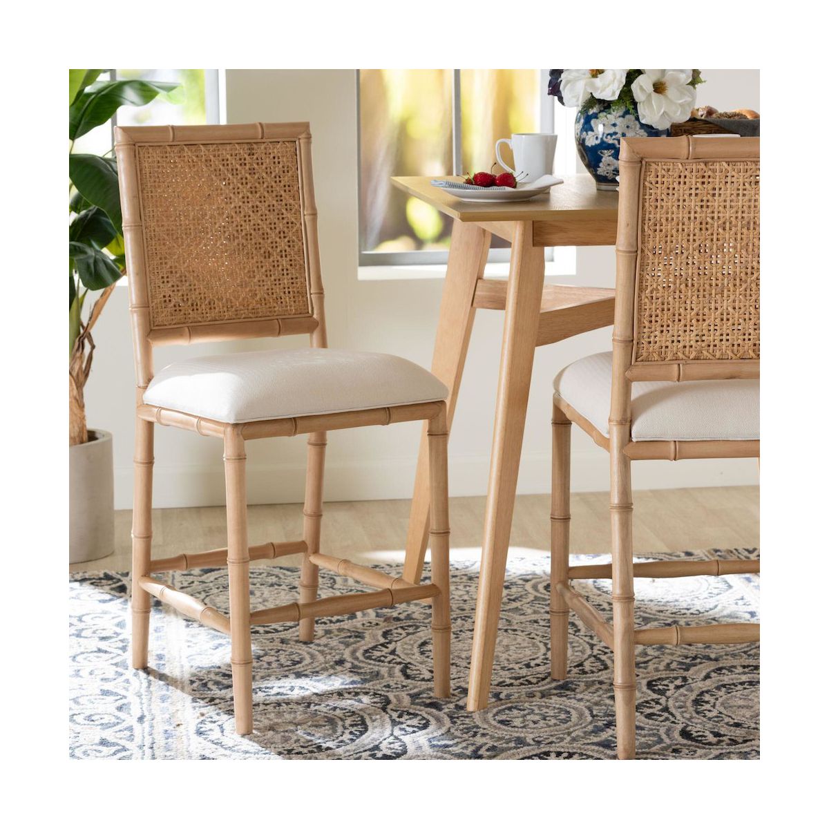 bali & pari,Sandy Wood & Rattan Counter Stool - thumbnail 7