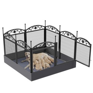 8 Panels Heavy Duty Metal Dog Playpen Pen Pet Whelping Playpen Cage with Waterproof Fertility Mat for Indoor Outdoor Garden Puppy Play Exercise - 1 of 4
