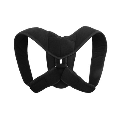 Unique Bargains Unisex Adjustable Back Posture Corrector Brace Shoulder Support Strap Size L Black