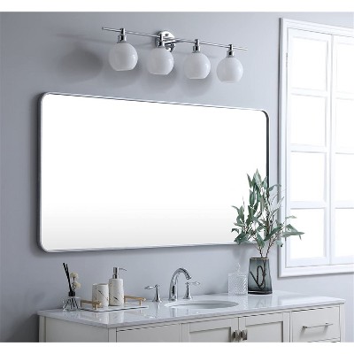 Elegant Silver Rectangular Wood-Framed Wall Mirror 30x60 Inch