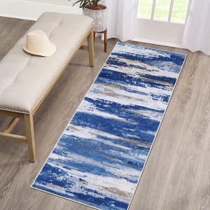 Runner Rug 2x6 Machine Washable Kitchen Rug, Low Pile Modern Bedside Rug, Non Slip Soft Floor Carpet, Foldable Abstract Rug for Entryway, Bathroom - 1 of 4
