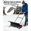 29" Snow Shovel with Wheels, Metal Back Push Snow Plow for Doorway & Sidewalk, Adjustable Angle & Height Handle Snow Pusher - 3 of 4