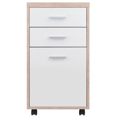 Modular Mobile Desk in Reclaimed Wood & White Finish with Storage