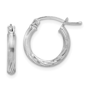 Black Bow Jewelry 2.5mm, Satin, Diamond Cut Sterling Silver Hoops - 15mm (9/16 Inch) - 1 of 4