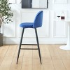 NicBex Set of 2 Bar Stools for Kitchen Island,Velvet Counter Bar Stools with Back and Metal Legs,Bar Chairs for Dining Rooms,Kitchens,Blue - 2 of 4