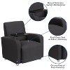 Emma and Oliver Black LeatherSoft Tablet Arm Chair, Tall Chrome Legs and Cup Holder - 3 of 4