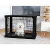 Merry Products 2 Door Decorative Pet Kennel with Wooden Protection Cover, Divider Insert, and Removable Tray End or Side Table, Black - 2 of 4