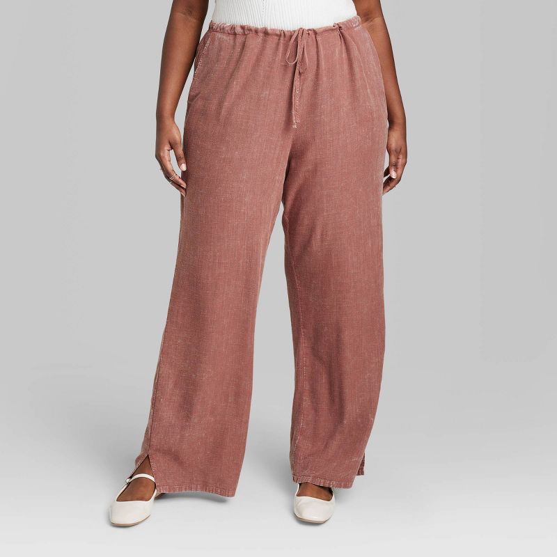 Women's Mid-Rise Wide Leg Relaxed Linen Pants - Wild Fable™, 3 of 5