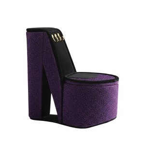 HomeRoots 9" Purple Black And Gold Velvet High Heel Jewelry Box - 1 of 4