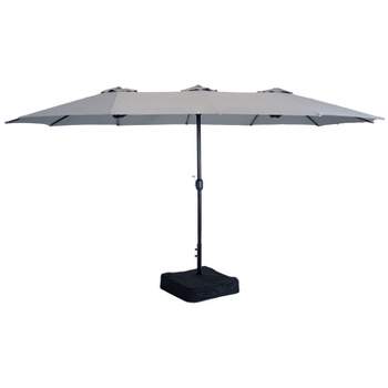 Sunnydaze Outdoor Double-Sided Patio Umbrella with Crank and Sandbag Base - 15'