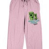 A Minecraft Movie Creeper Farm Tours Women's Pink Sleep Pajama Pants - 2 of 4