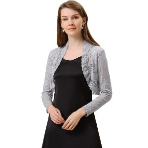 INSPIRE CHIC Women's Elegant Sheer Floral Lace Crop Bolero Shrug - 1 of 4
