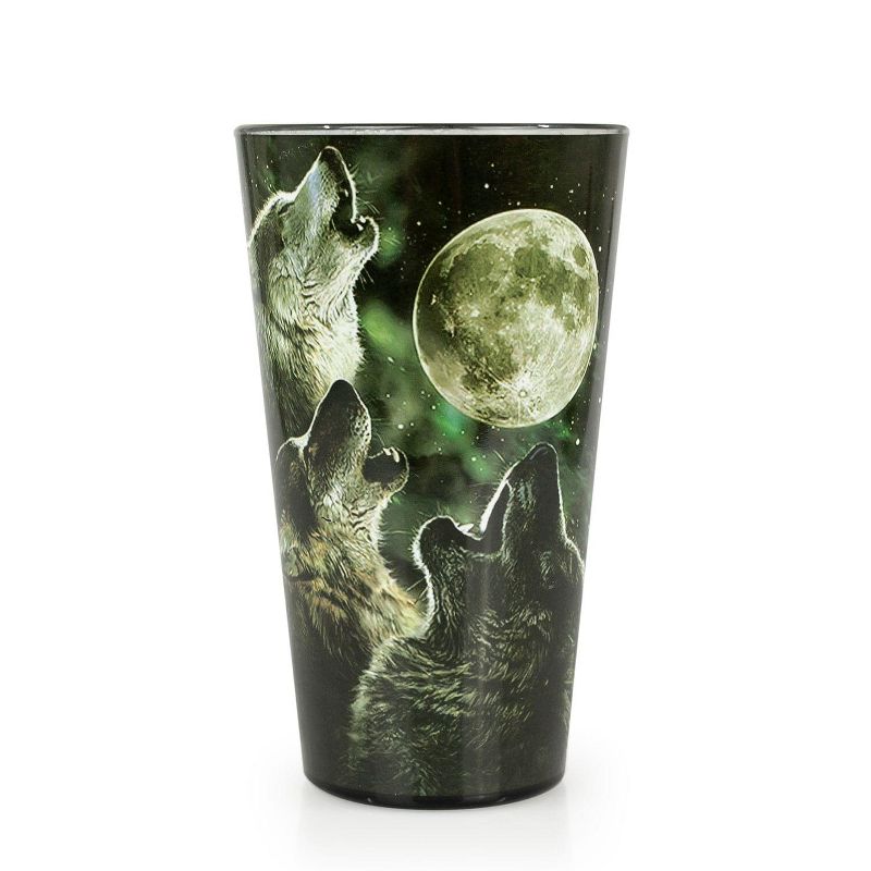 Just Funky Wolf Pack Howling At The Moon 16oz Pint Glass, 1 of 7