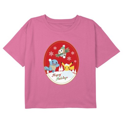 Women's Pokemon Christmas Happy Holidays Patch T-shirt : Target