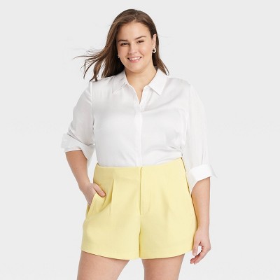 slim fit women's white button down shirt