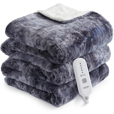 Heated Electric Throw Blanket, Fast Heating Electric Blankets with 5 Heating Levels & 4 Hours Auto Off, Grey Tie-Dye, 72" x 84"