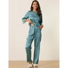 cheibear Womens Satin Sleepwear Lounge with Pants Nightwear 3/4 Sleeves Pajama Set - 2 of 4