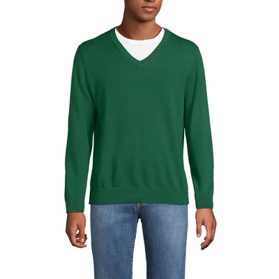 Lands' End Men's Fine Gauge Cotton V Neck Sweater