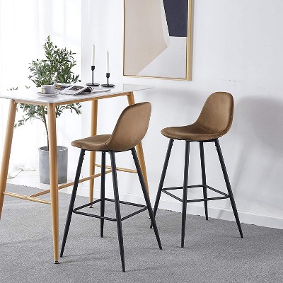 TOAOTBNBOB Industrial Bar Chairs with Metal Legs, Modern Barstools Set of 2, Comfortable Bar Stools for Kitchen Island