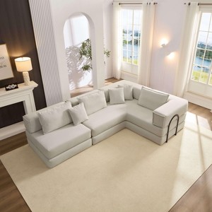 Whisen 118.2" L-Shaped Modular Sectional Sofa Set with 6 Pillows, Oversized Upholstered DIY Combination - 1 of 4