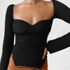 Coolmee Women's Ribbed Knitted Sweater Long Sleeve Square Neck Crop Slim Fitted Basic Pullover Tops - 2 of 4