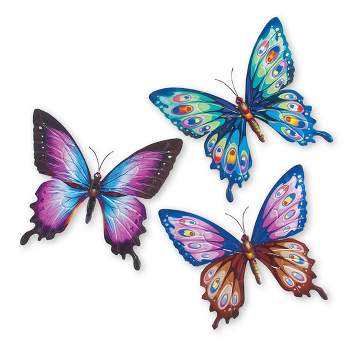 Collections Etc Colorful Butterfly Metal Wall Art - Set of 3 One Size