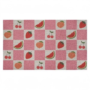 Stupell Industries Pink Kitchen Fruits Checkered Printed Outdoor Imitation Sisal Door Mat, design by Lil' Rue - 1 of 4