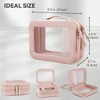 Waterproof Double Layer Cosmetic Bag – Portable Clear Travel Pouch Pearlescent Pink, Gold Zipper - 2 of 4