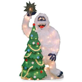 Rudolph the Red Nosed Reindeer 32" Prelit Faux Fur Bumble with Tree and Star Christmas Outdoor Decoration - Clear Lights