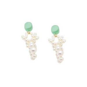 SOHI Women's White Snowball Drop Earrings - 1 of 3