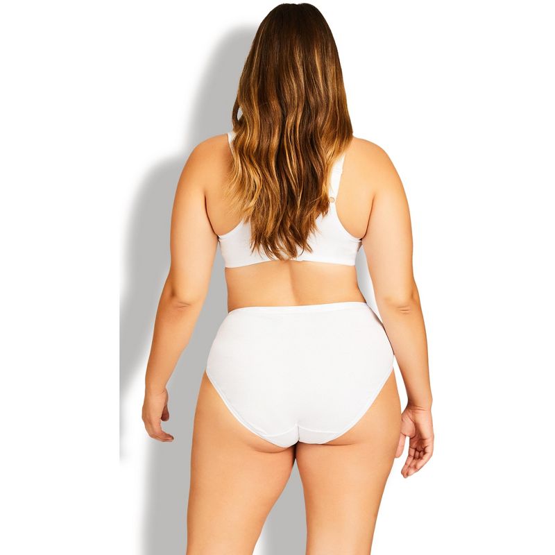 Women's Plus Size Basic Hi Cut Brief 3 Pack- white | AVENUE, 2 of 3