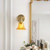 Dewdrop Vintage 1-Light Wall Lamp with Amber Tulip Glass Shade Wireless Design for Bedside, Bedroom, Living Room, or Foyer - 3 of 4