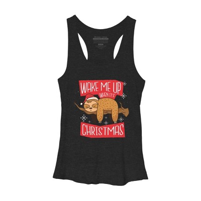Women's Design By Humans Christmas sloth By ArtStyleAlice Racerback Tank Top
