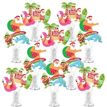 Big Dot of Happiness Tropical Christmas - Beach Santa Holiday Party Centerpiece Sticks - Showstopper Table Toppers - 35 Pieces