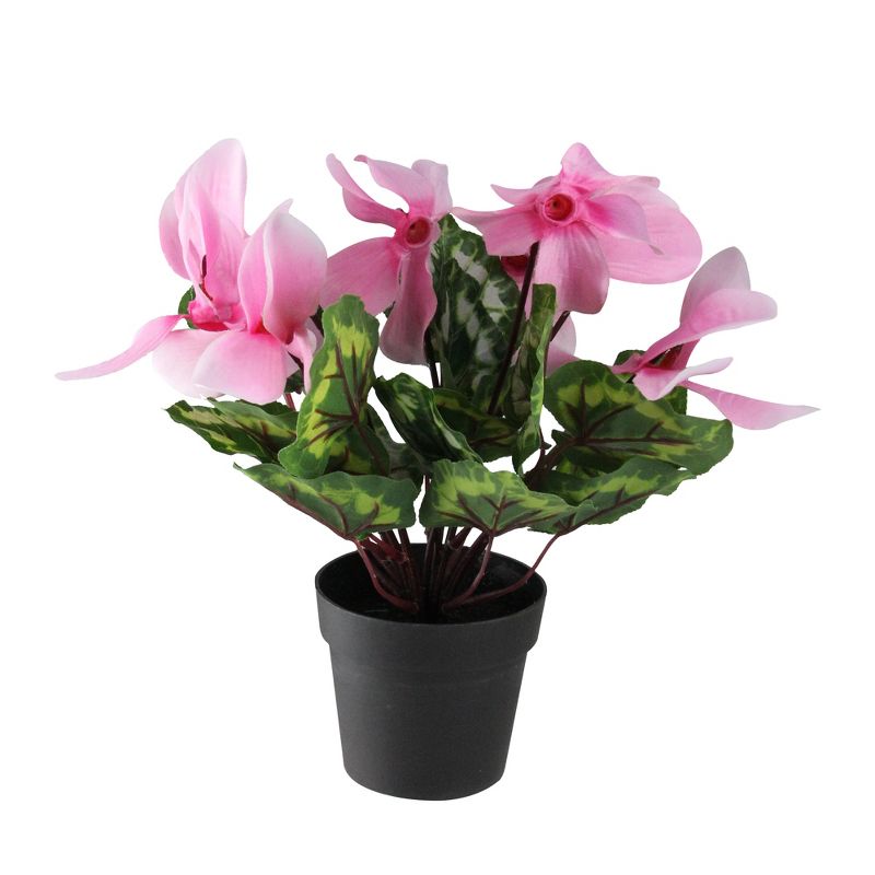 Northlight 12" Pink Potted Cyclamen Spring Artificial Floral Arrangement, 1 of 4