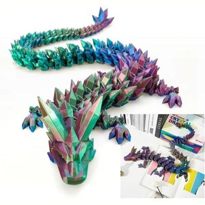 30" Large 3D Printed Dragon, Flexible Articulated Crystal Dragon Fidget Toy, Cool Big Dragon Toy, Huge 3D Printed Dragon Gift for Girls Boys Kids - 1 of 4