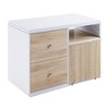 Royal Hampton 2 Drawer Contemporary Coffee Table with Pull Out Table, White and Brown - 3 of 4