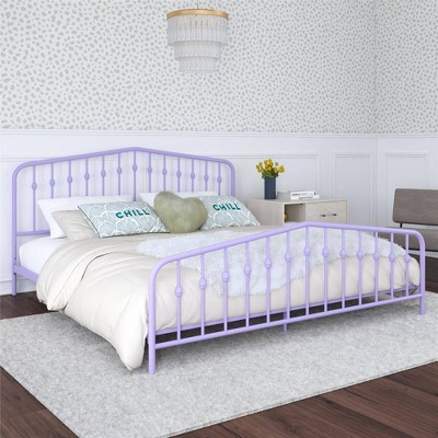 Lavender King Metal Platform Bed Frame with Headboard and Slats