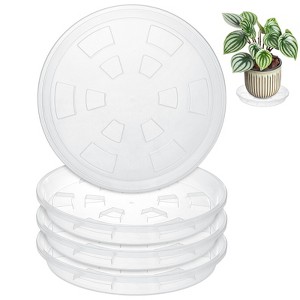 Unique Bargains Plastic Plant Saucer Tray 4 Packs Transparent 10.24 in