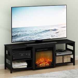 Furinno Classic Fireplace TV Stand Entertainment Console Media Center W/18" Electric Fireplace for TVs up to 70",Americano - 1 of 4