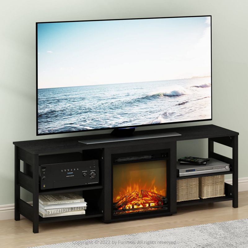 Furinno Classic 70 Inch TV Stand with Fireplace, Americano, 1 of 5