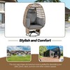 CAVINAS Outdoor Rattan Patio Egg Chairs with Cushions & Rocking Function,Swing Hanging Chairs for Backyard,Balcony,Poolside,Grey - 3 of 4