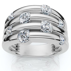 Pompeii3 14K White Gold 1ct Real Diamond Right Hand Ring - 1 of 4