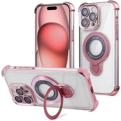Entronix [Magnetic] Case Compatible with iPhone 14 Pro Max - [Clear Back] Luxury Glossy Gripstand