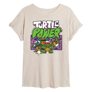 Women's - Teenage Mutant Ninja Turtles Mutant Mayhem - Turtle Power Oversized Graphic T-Shirt - 1 of 4