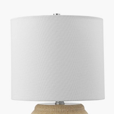 Globe Electric 17" Soft Beige Ceramic Table Lamp with White Linen Shade: ETL Listed, Modern Decor, Bedroom Nightstand Lamp