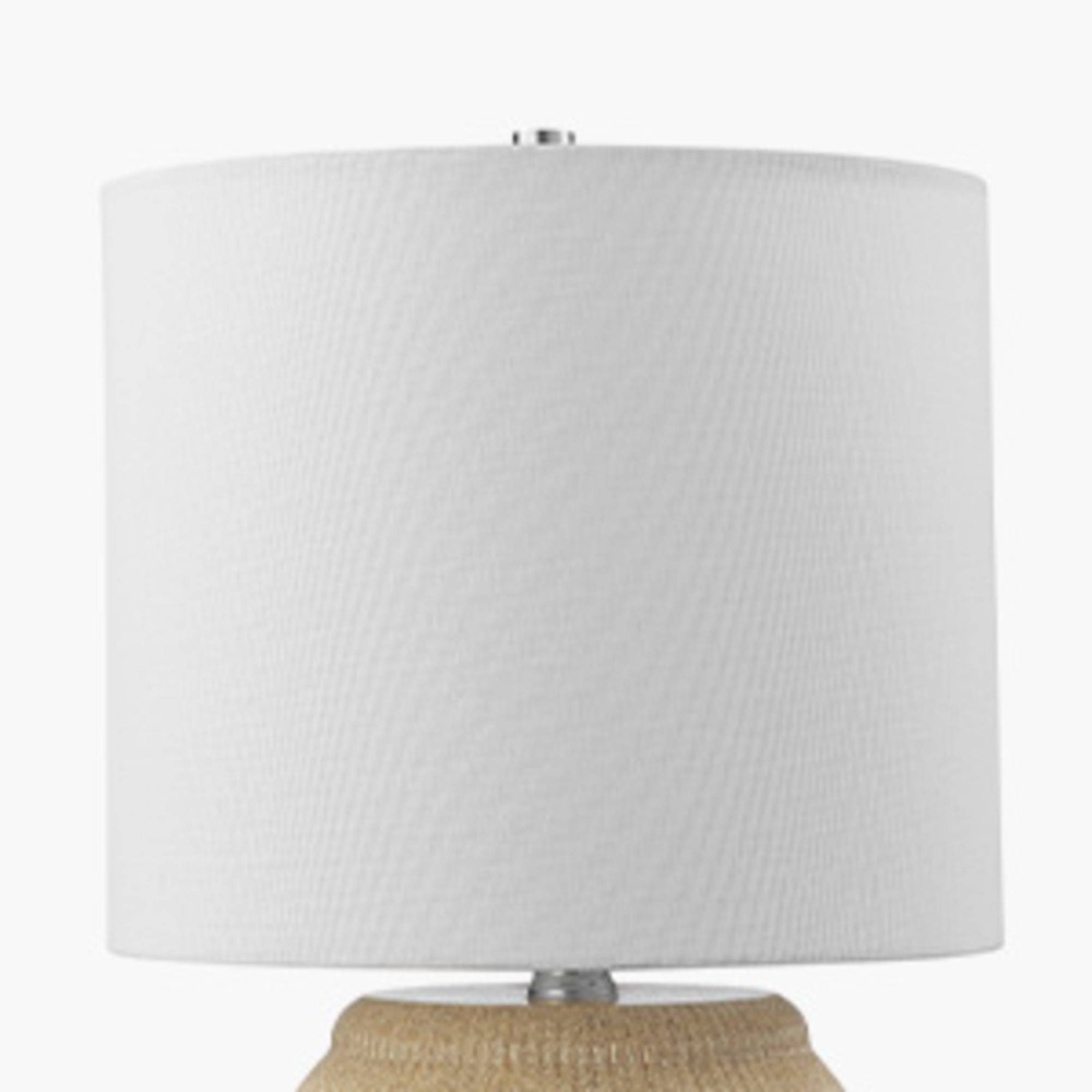 Globe Electric 17" Soft Beige Ceramic Table Lamp with White Linen Shade: ETL Listed, Modern Decor, Bedroom Nightstand Lamp