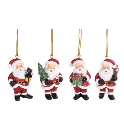 Transpac Resin Nostalgia Santa Ornament Set of 4 Christmas Home Decorations
