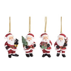 Transpac Resin Nostalgia Santa Ornament Set of 4 Christmas Home Decorations - 1 of 1