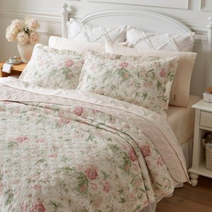 く*ん様 希少LAURA ASHLEY 花柄ブランケット　毛布　薔薇柄　ローズ Full/Queen Breezy Floral Quilt Set Pink - Laura Ashley : Target